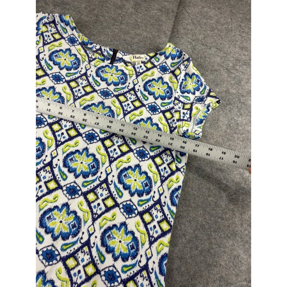 Hatley Womens M Knit Geometric Viscose Floral Shift Knee Length Dress Casual - Picture 2 of 6